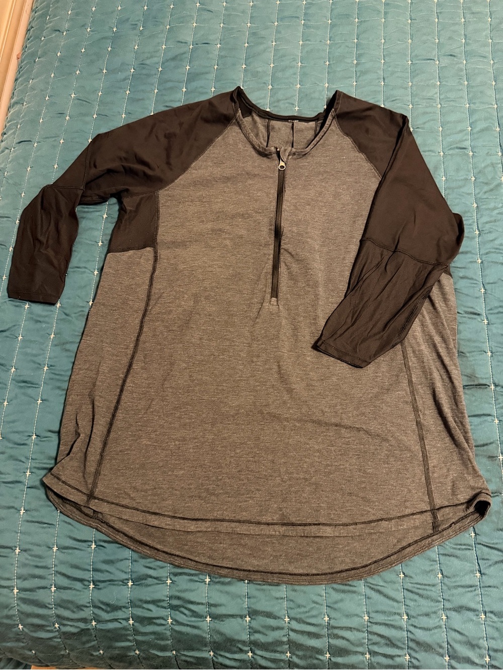 lululemon athletica Gray Body with Black Raglan Tee